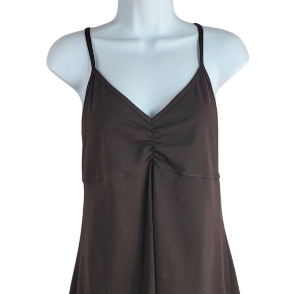Prana Lola Strappy Mini Dress Brown Large Shelf Bra Stretch Sleeveless Active - Picture 2 of 7